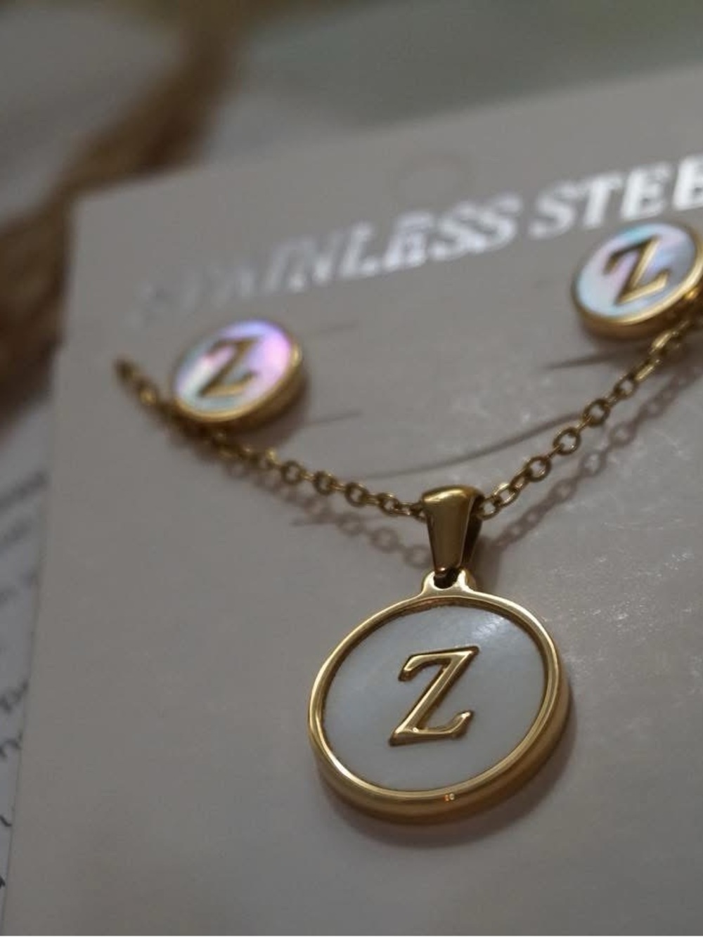 New 18K Gold Plated 304 Stainless Steel “Z” Initial Jewelry Set